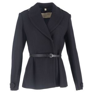 Burberry Brit Drumleigh Belted Short Wrap Coat in Black Wool